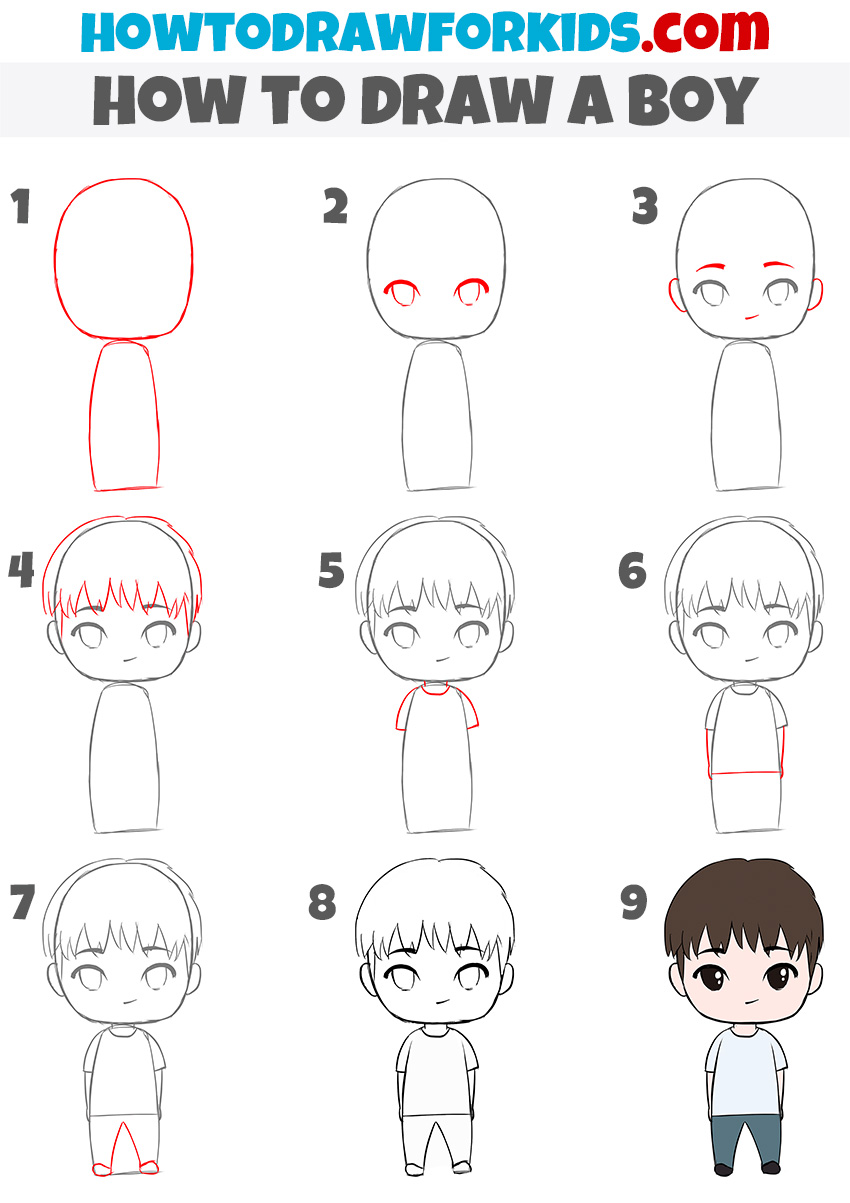 how to draw a boy step by step