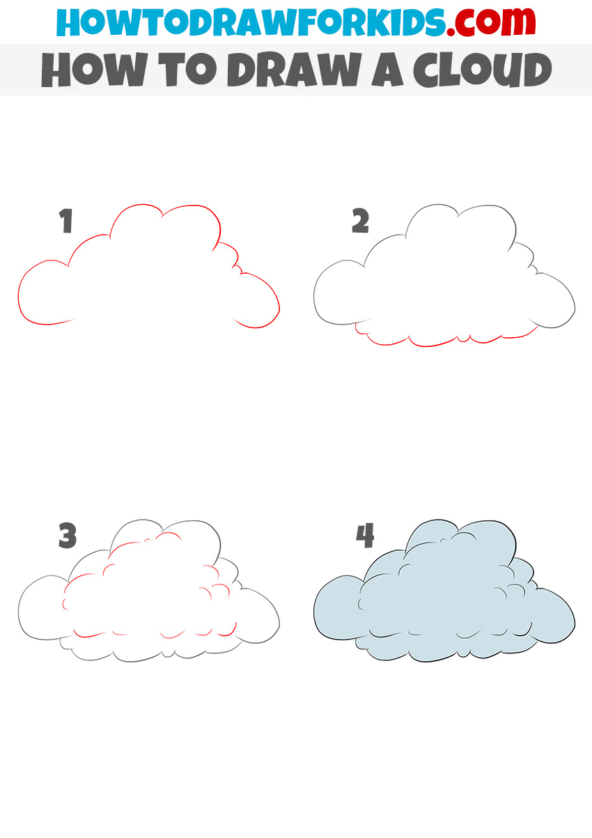 how to draw a cloud step by step