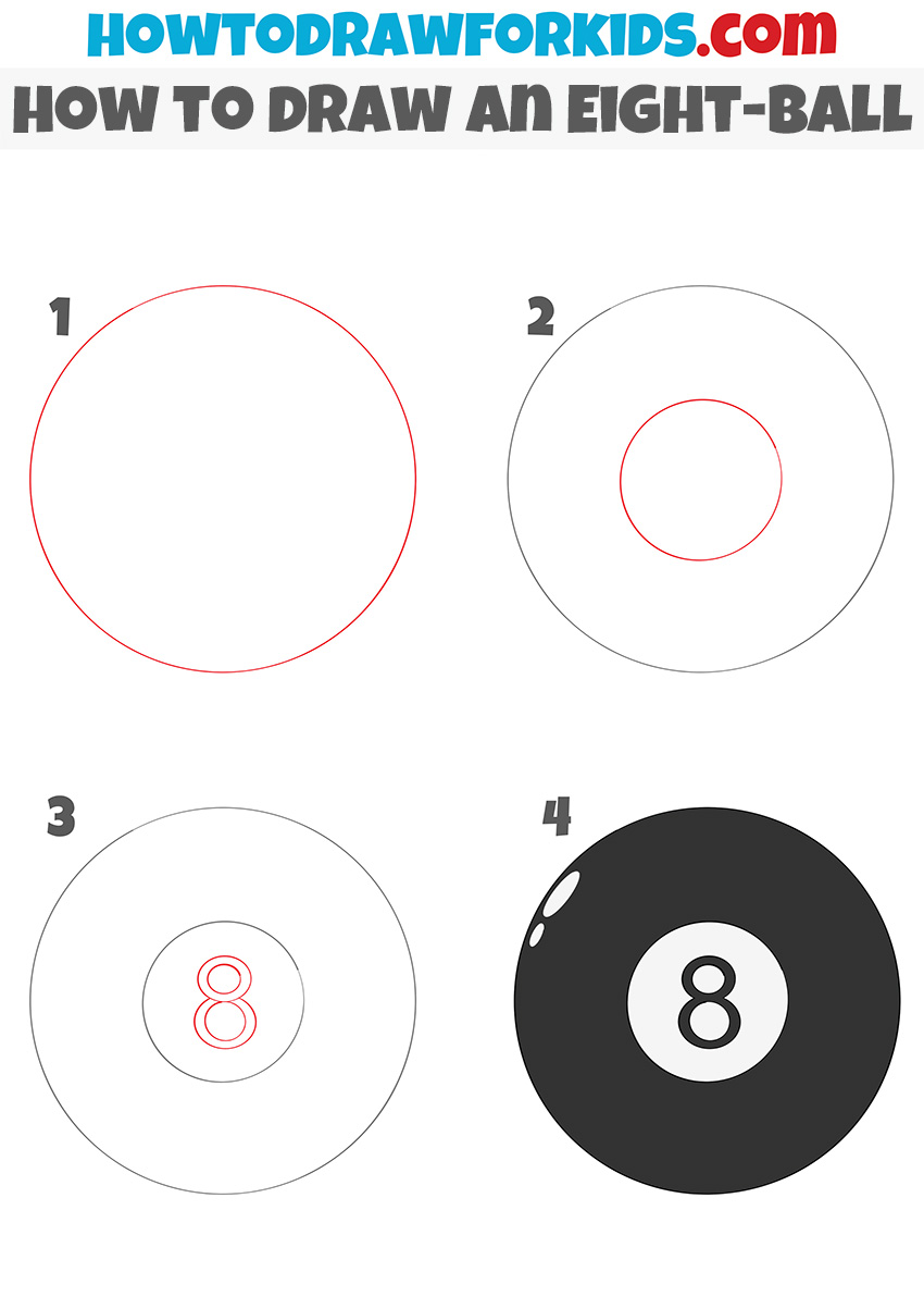 how to draw an Eight-Ball step by step