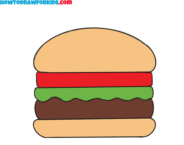 How to Draw a Burger for Kindergarten - Easy Drawing Tutorial For Kids
