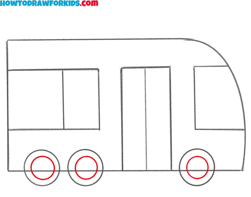 bus drawing step by step
