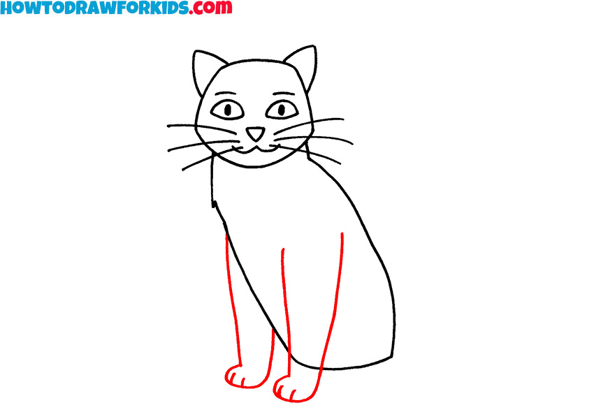 how to draw a sitting cat for kids