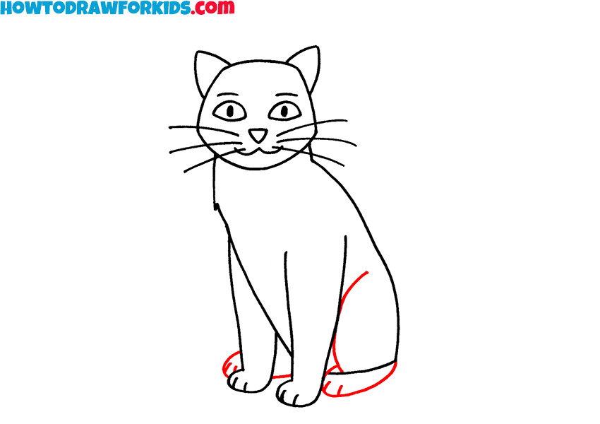how to draw a sitting cat step by step