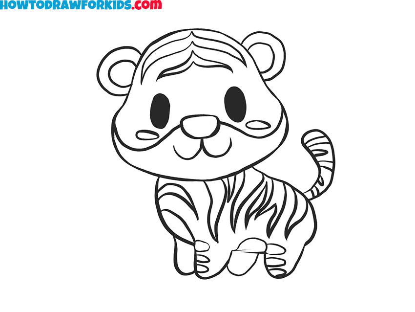 How to draw a cartoon tiger for kids