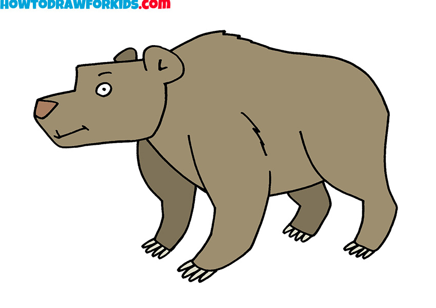 how to draw a grizzly bear for kids