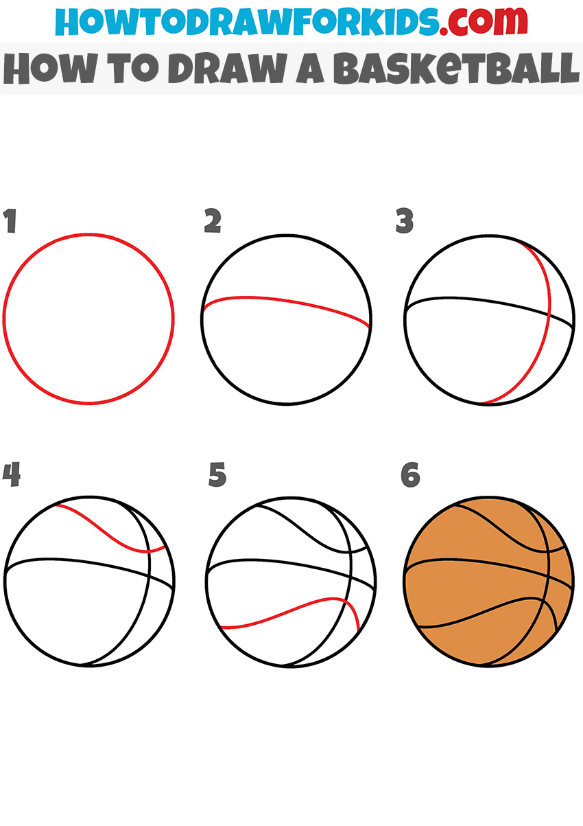 How to draw a basketball step by step