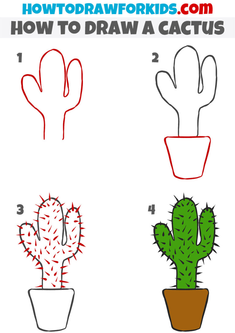 How to Draw a Cactus - Easy Drawing Tutorial For Kids