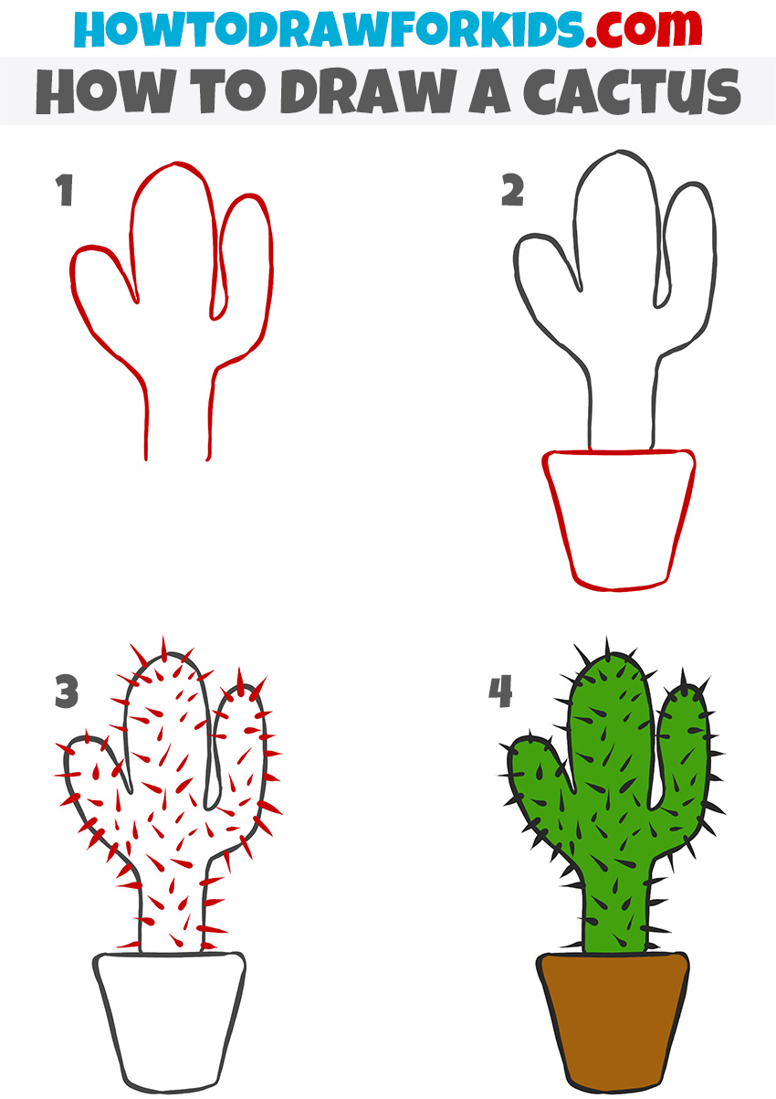 How To Draw A Cactus Easy Drawing Art - vrogue.co