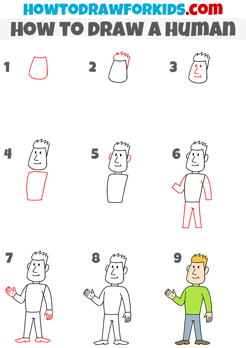 how to draw a man step by step