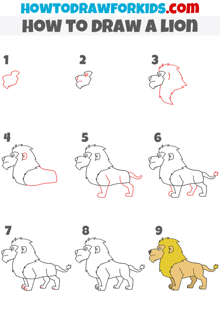 How to Draw a Lion - Easy Drawing Tutorial For Kids