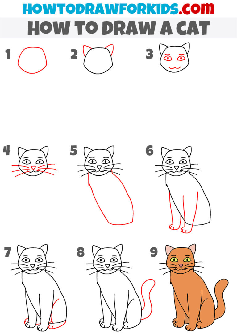 How to Draw a Sitting Cat - Easy Drawing Tutorial For Kids