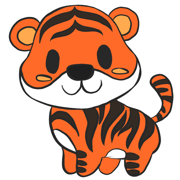 how to draw a tiger easy cute - Evelina Gilson