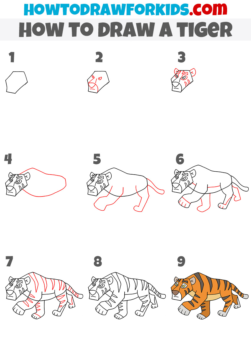 How to Draw a Tiger - Easy Drawing Tutorial For Kids