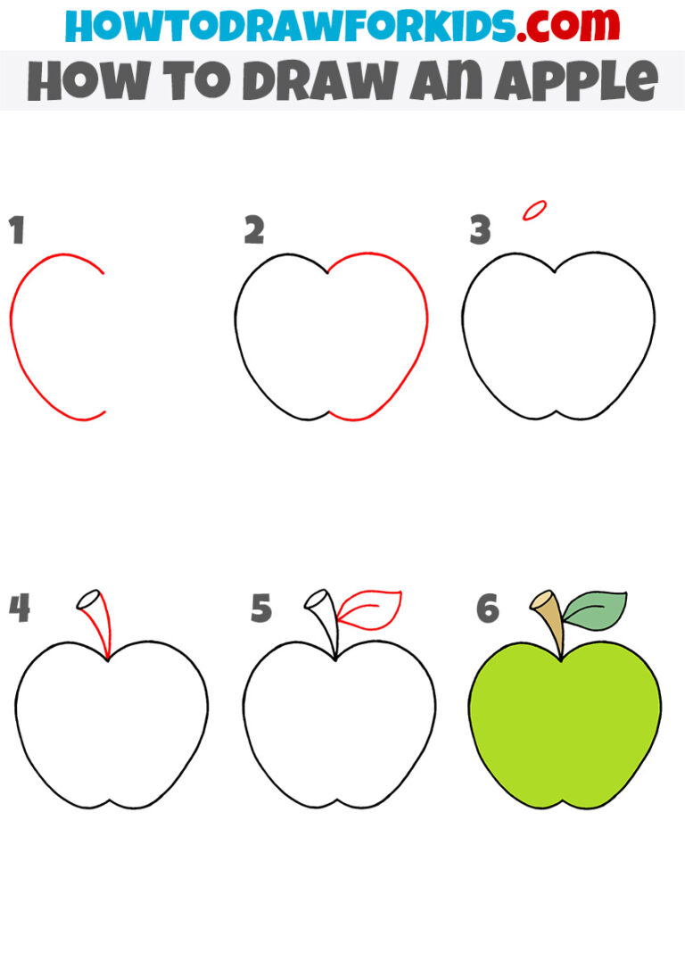 How to Draw a Simple Apple - Easy Drawing Tutorial For Kids