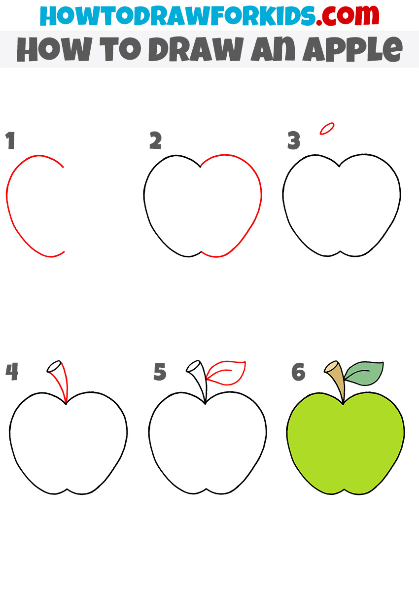 How to draw an apple step-by-step