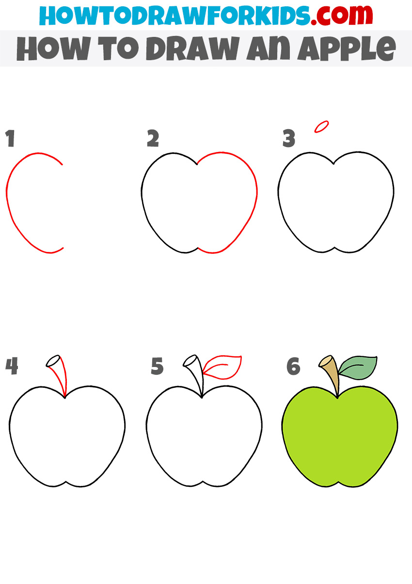 How to Draw a Simple Apple Easy Drawing Tutorial For Kids