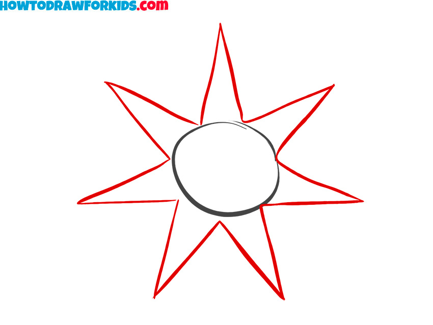 easy way to draw a seven pointed star for kids