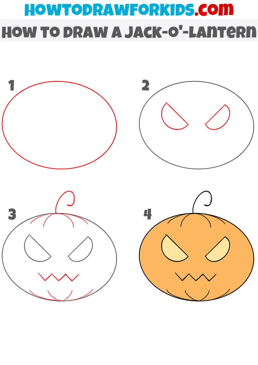 how to draw a Jack-o'-lantern step by step