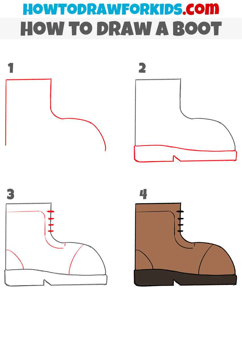 how to draw a boot step by step