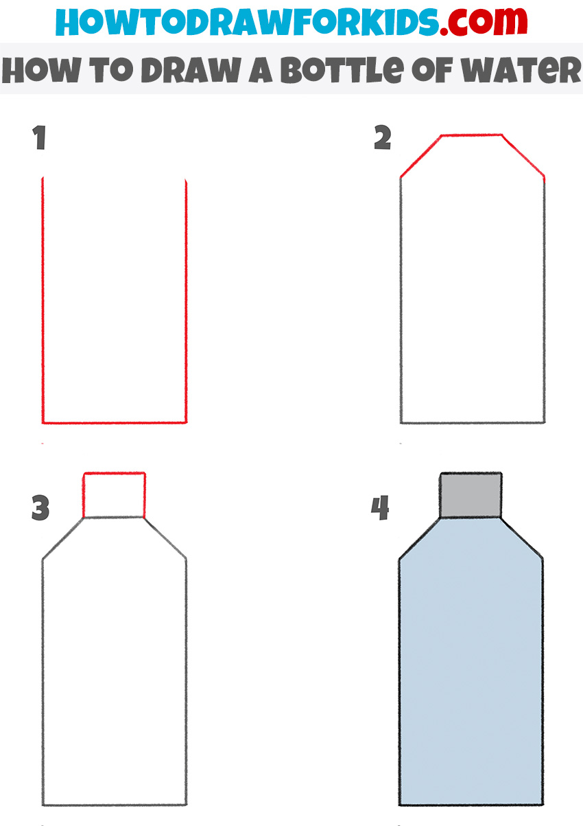 how to draw a bottle of water step by step