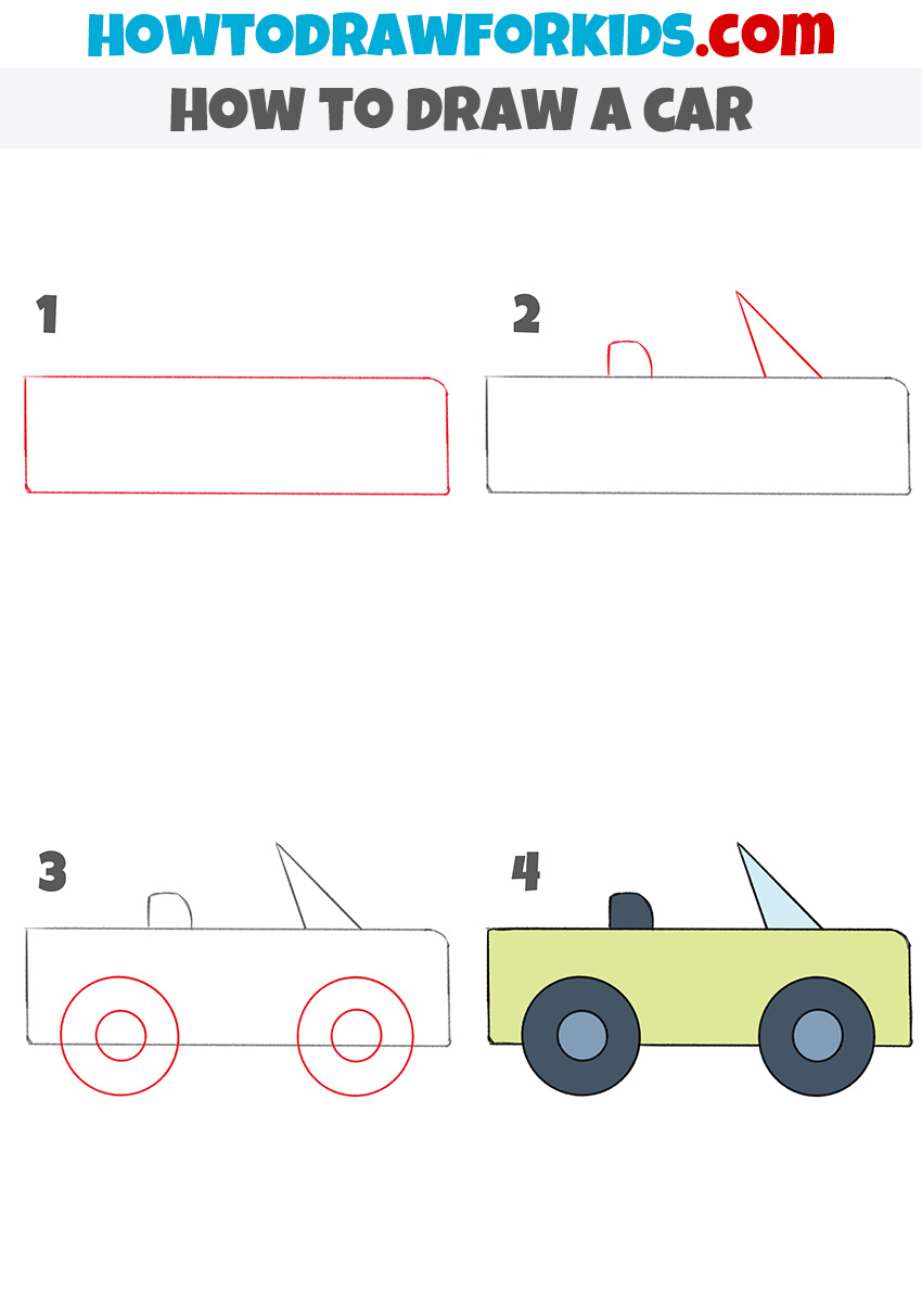 how to draw a car step by step