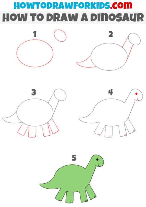 How to Draw a Dinosaur - Easy Drawing Tutorial For Kids