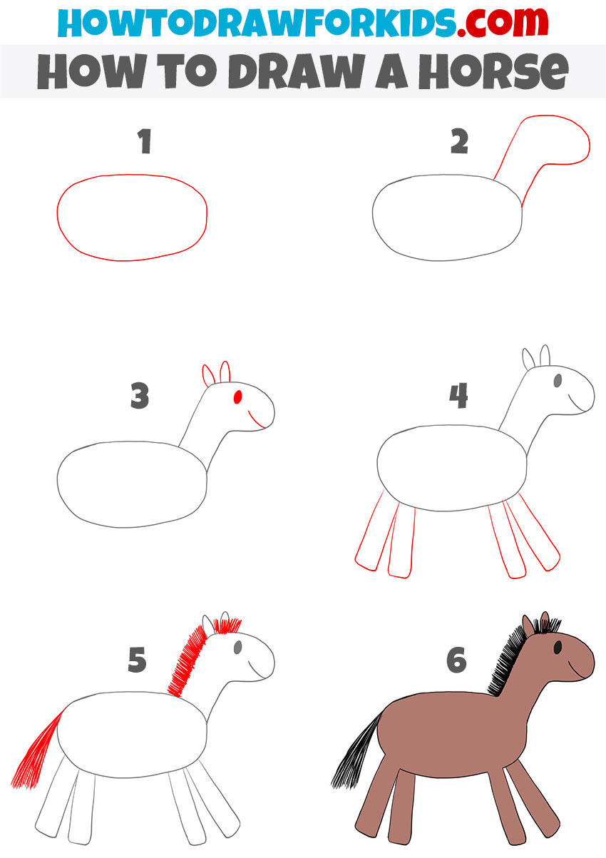 How to Draw a Horse for Kindergarten | Easy Drawing Tutorial For Kids