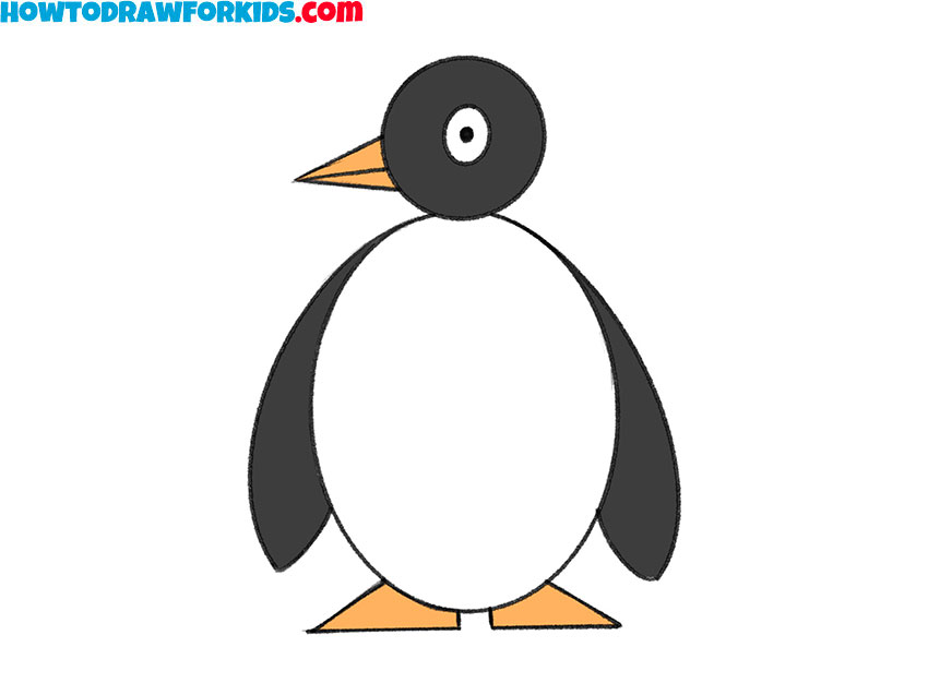 How to draw a penguin for kindergarten