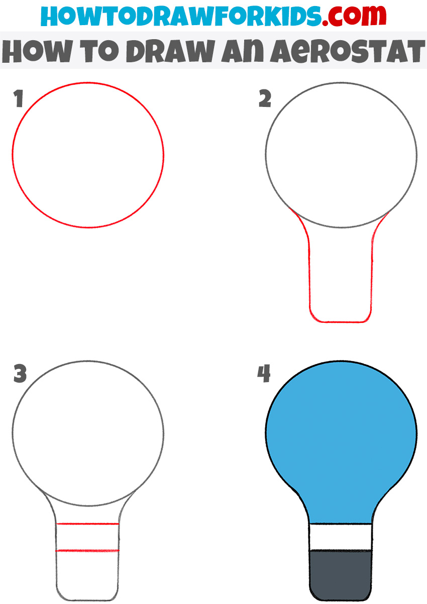 how to draw an aerostat step by step