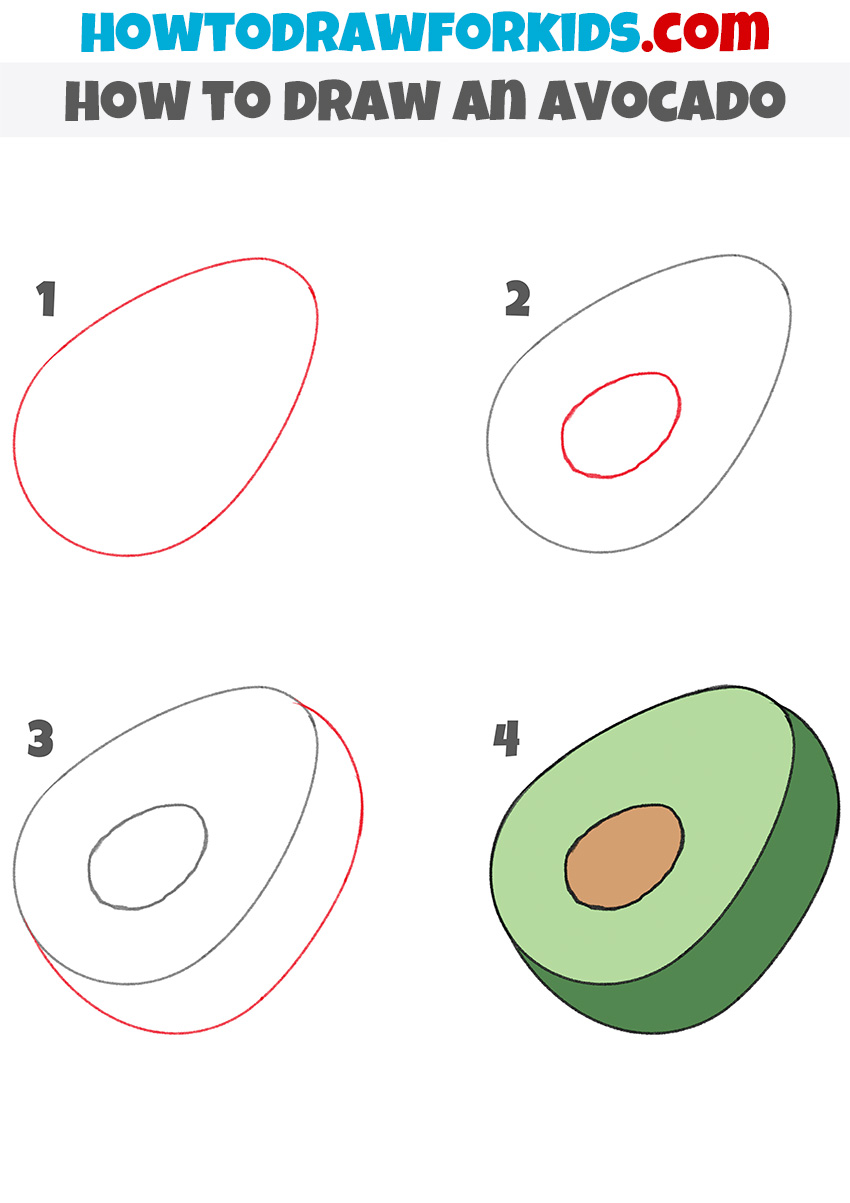 avocado step by step drawing tutorial