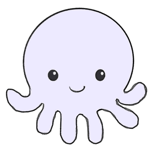 Cute little octopus Funny underwater animal Vector illustration Outline  hand drawing doodle For kids collection design decor coloring cards  and print coloring page 17038444 Vector Art at Vecteezy