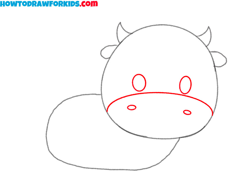 easy drawing cow for kindersgarden step by step