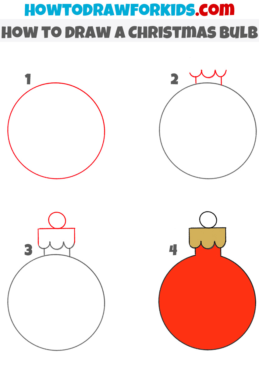 Christmas bulb step by step drawing tutorial