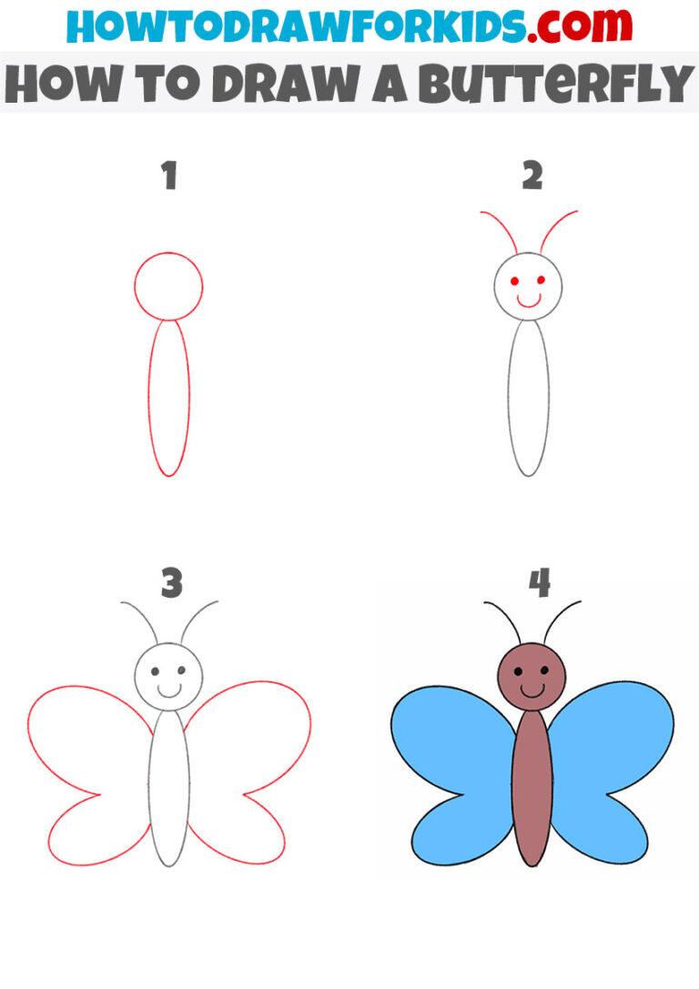 How to Draw a Butterfly for Kindergarten - Easy Tutorial For Kids