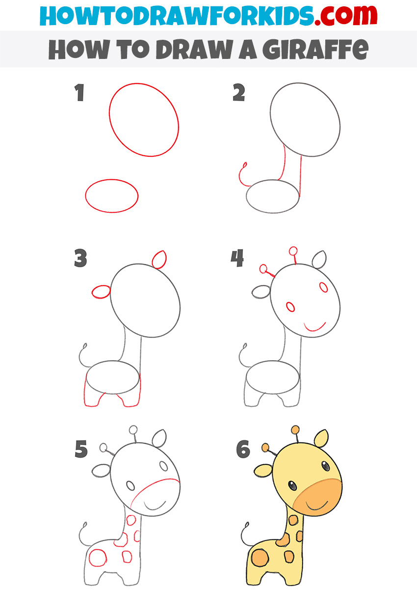 Steps To Draw A Giraffe For Kids