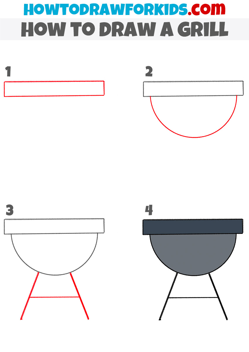 how to draw a grill step by step