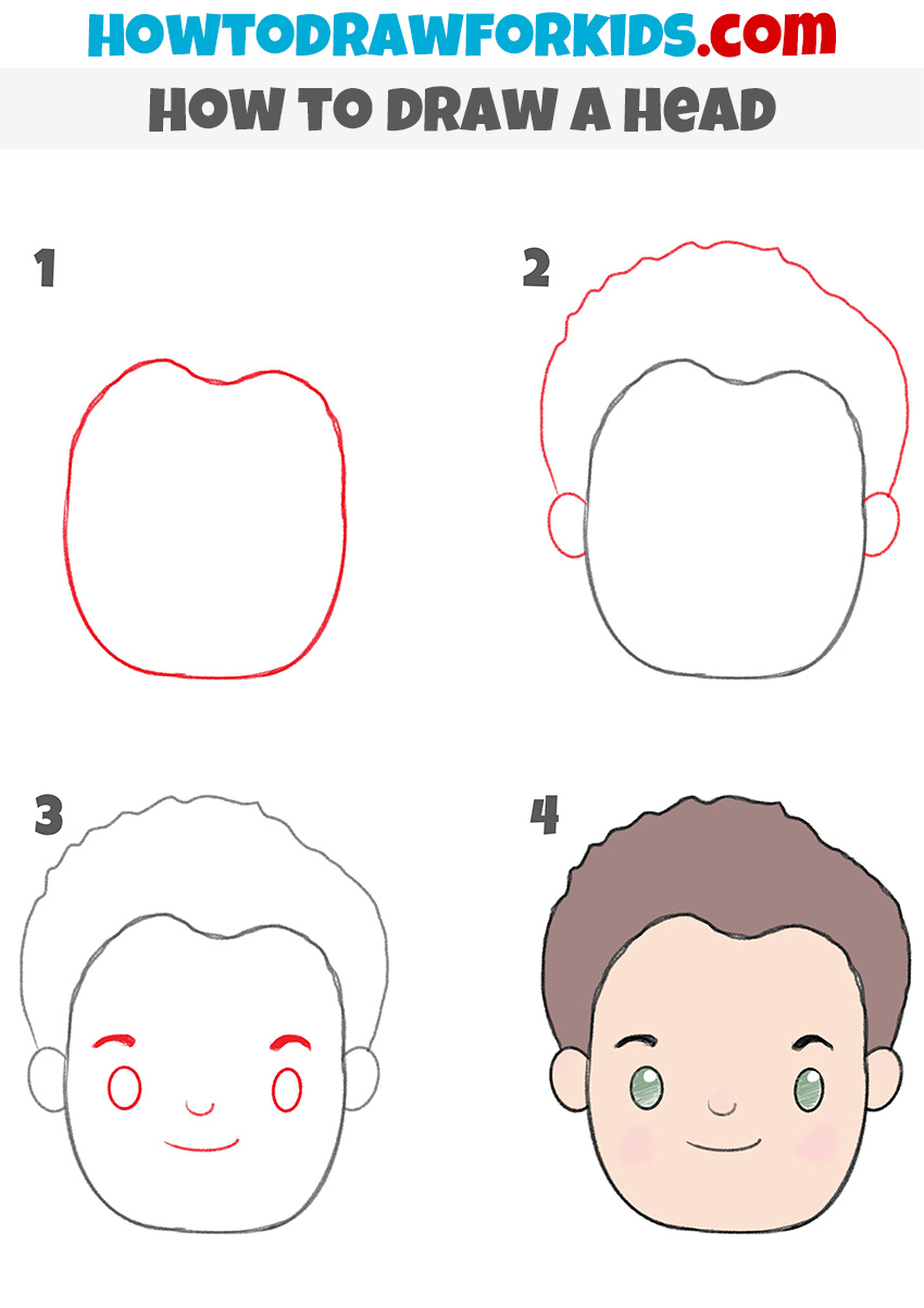 how to draw a head step by step