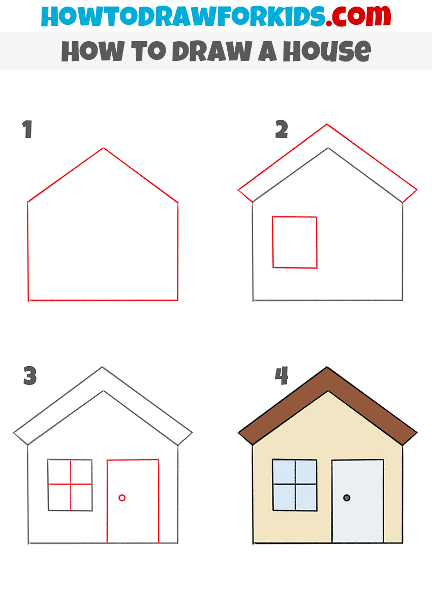 how to draw a house step by step