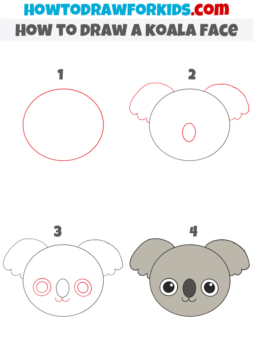 how to draw a koala face step-by-step