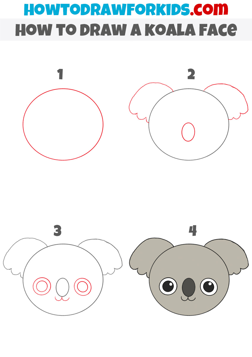 How to Draw a Koala Face - Easy Drawing Tutorial For Kids