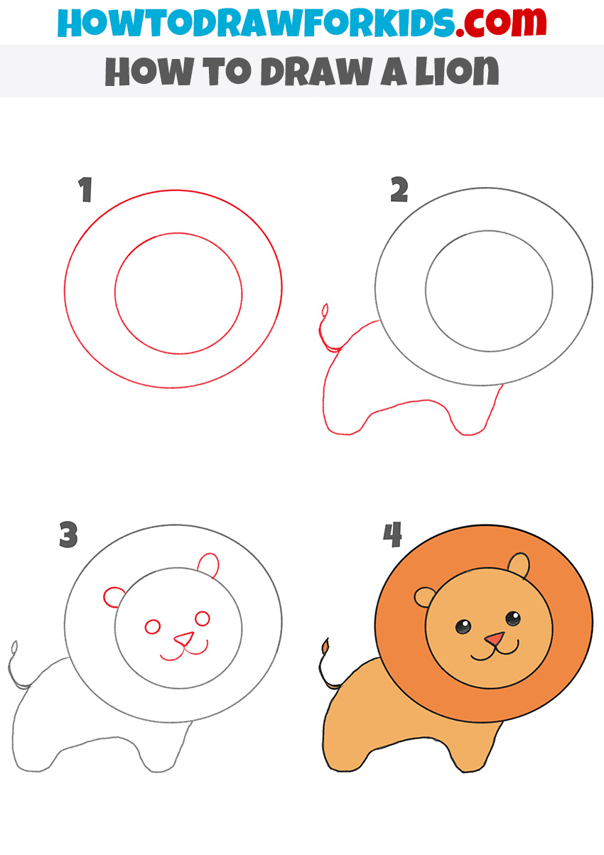 How to Draw a Lion for Kindergarten - Easy Tutorial For Kids