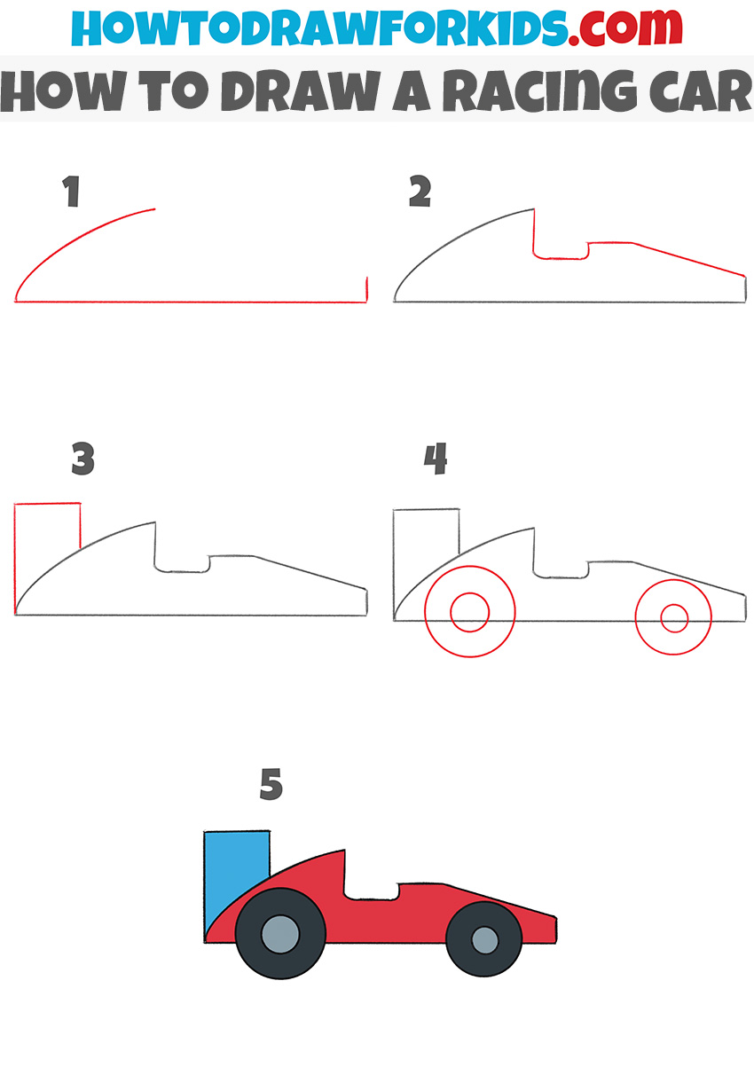 how to draw a racing car step-by-step