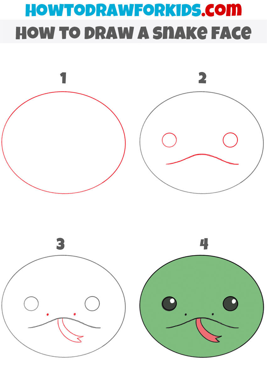 how to draw a snake face step-by-step
