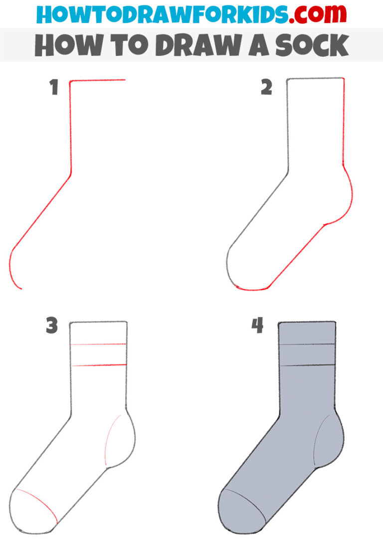 How to Draw a Sock for Kindergarten - Easy Drawing Tutorial For Kids