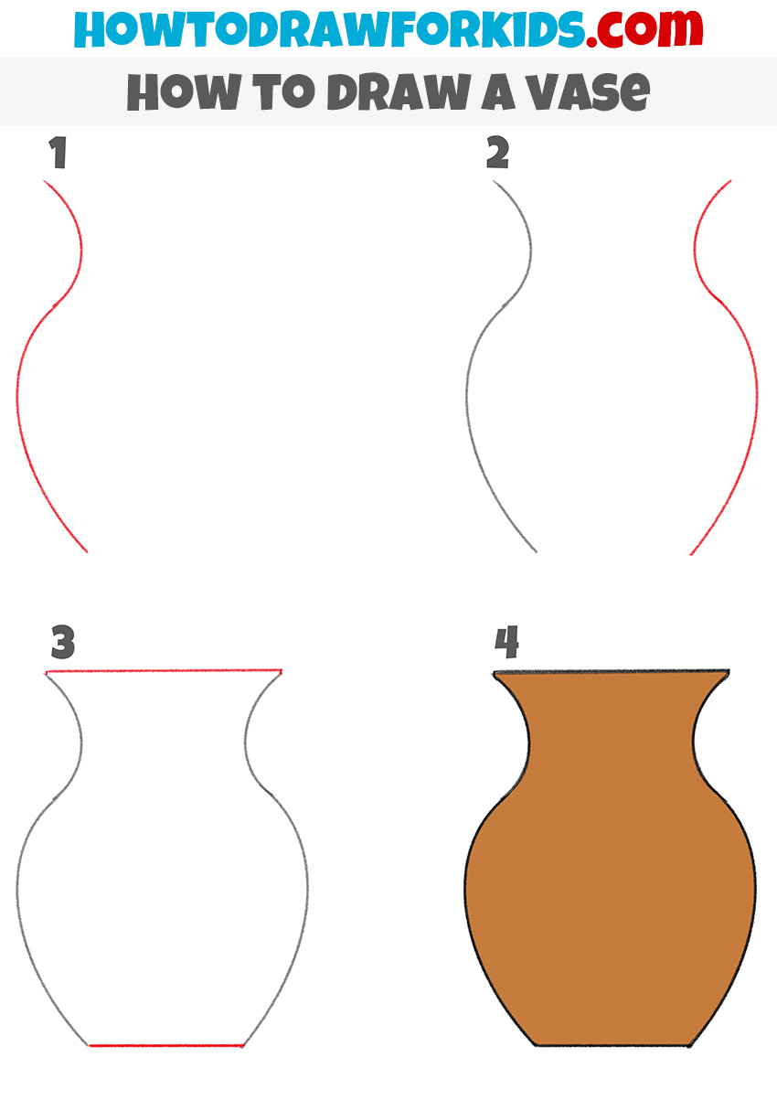 how to draw a vase step by step