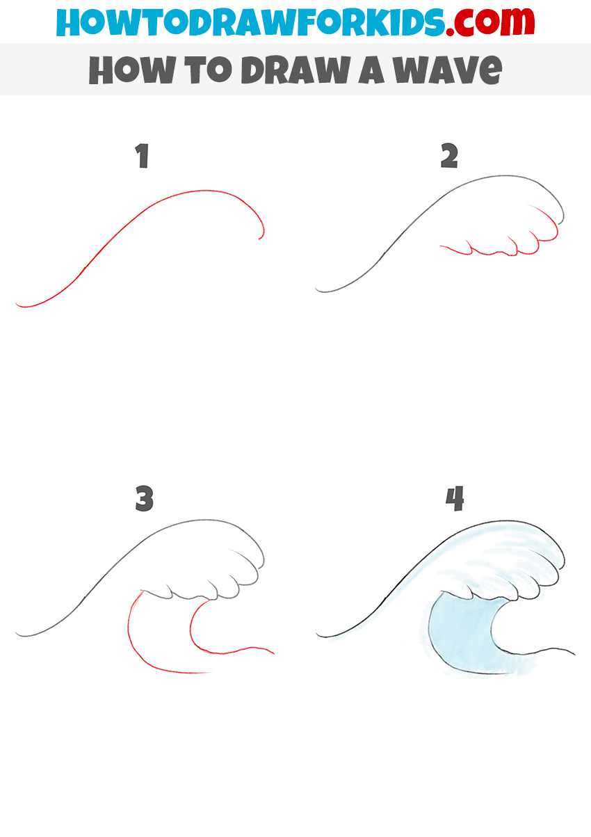 simple wave step by step drawing guide