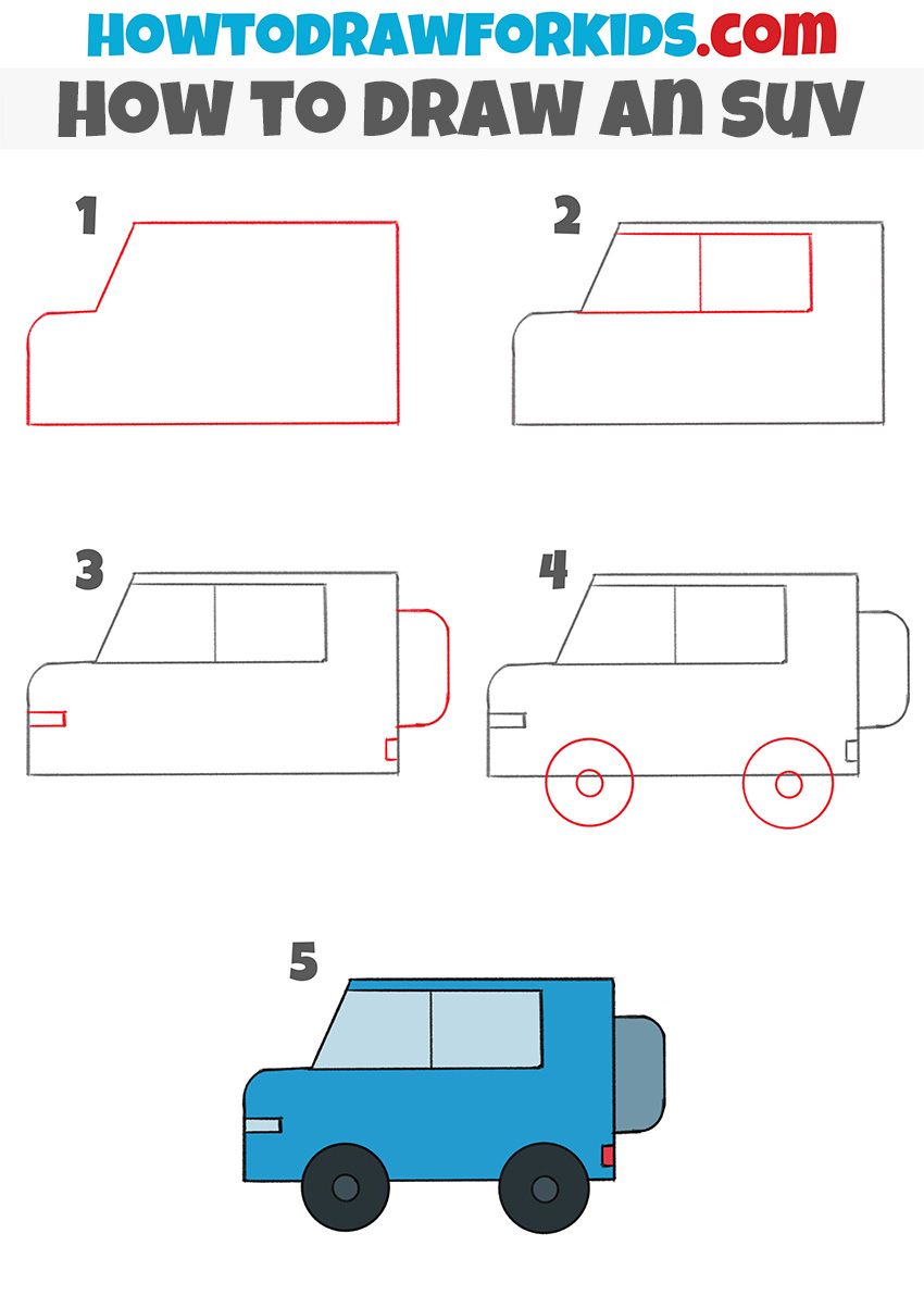 how to draw an suv step by step