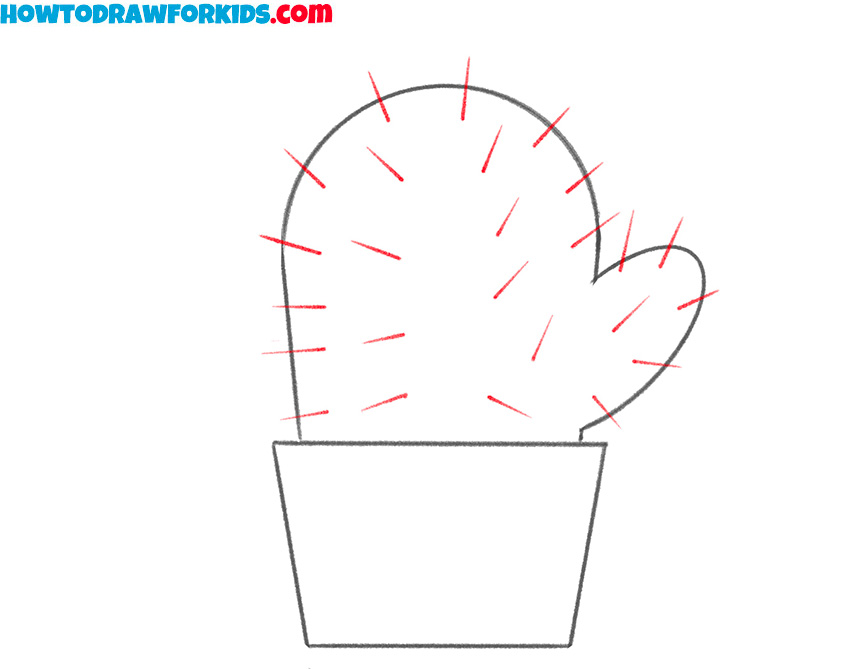 how to draw a cactus in a pot