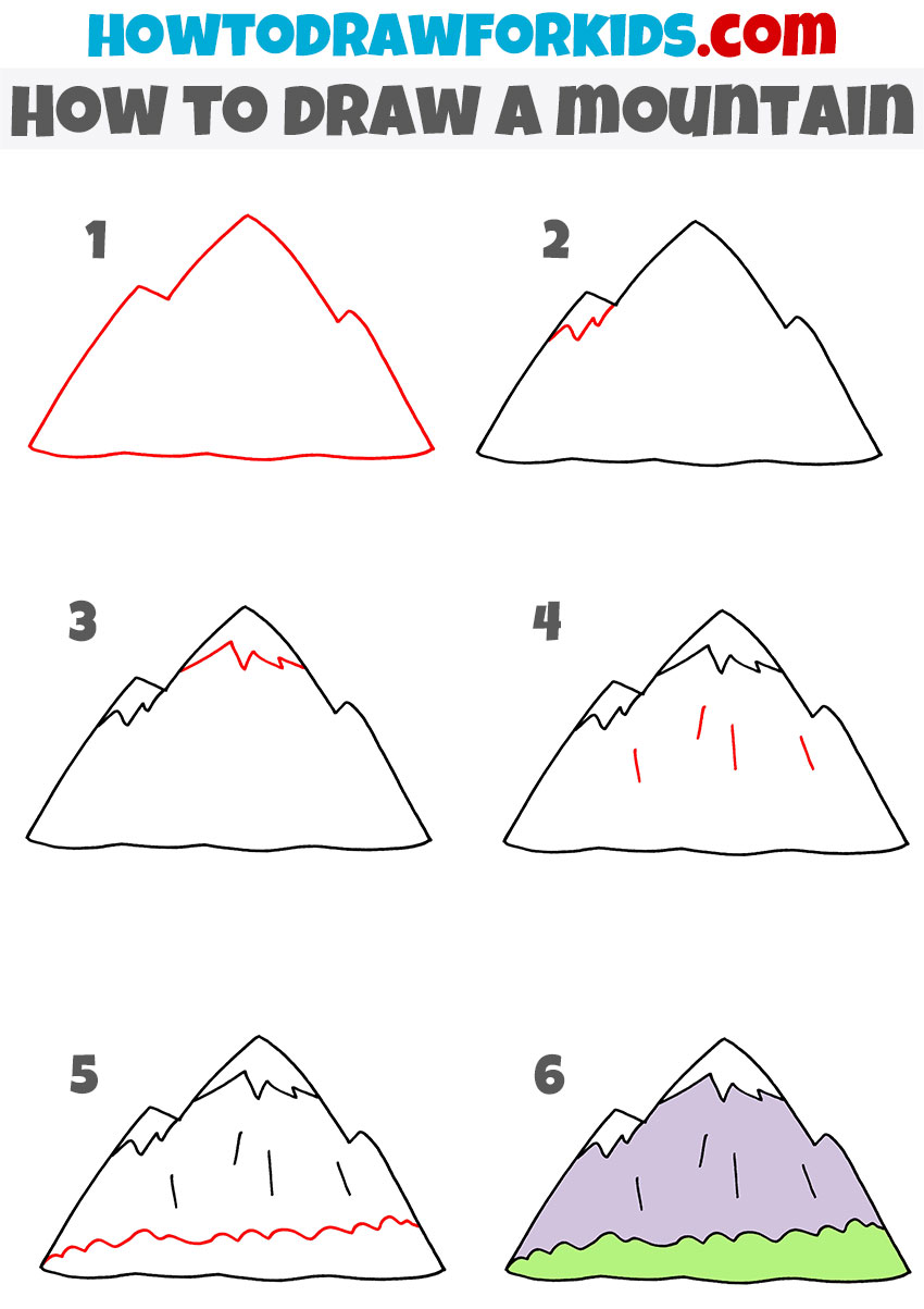 How to Draw Mountains - Easy Drawing Tutorial For Kids