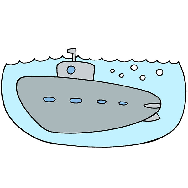How to Draw a Submarine Easy Drawing Tutorial For Kids